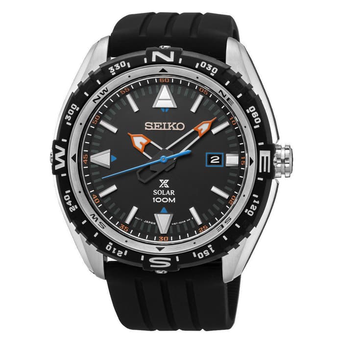 Seiko Prospex SNE423P1 Solar World Time Black Dial Black Rubber Strap Men's Watch