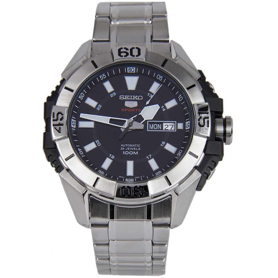 Seiko 5 Sports SRP793K1 Automatic 24 Jewels Full Silver Bla