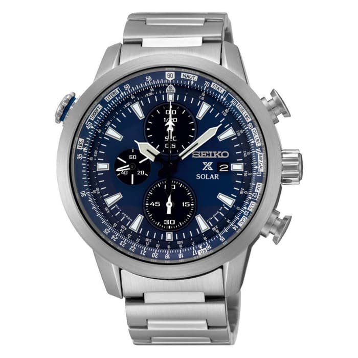 Seiko Prospex Sky SolarSSC347P1 Silver Blue Men's Watch