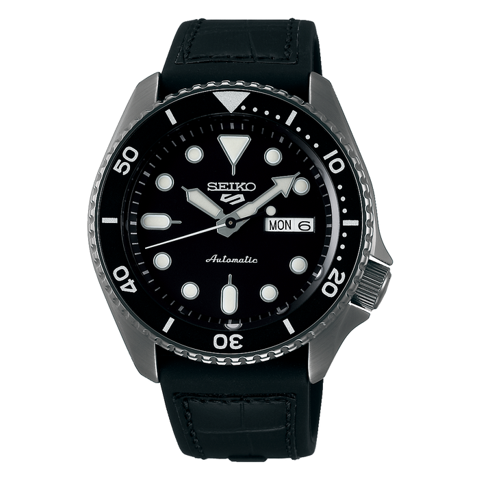 Seiko 5 Sports SRPD65K3 Automatic Black Dial Black Rubber Strap Men's Watch