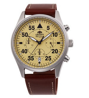 Orient RA-KV0503Y Chronograph Yellow Dial Brown Leather