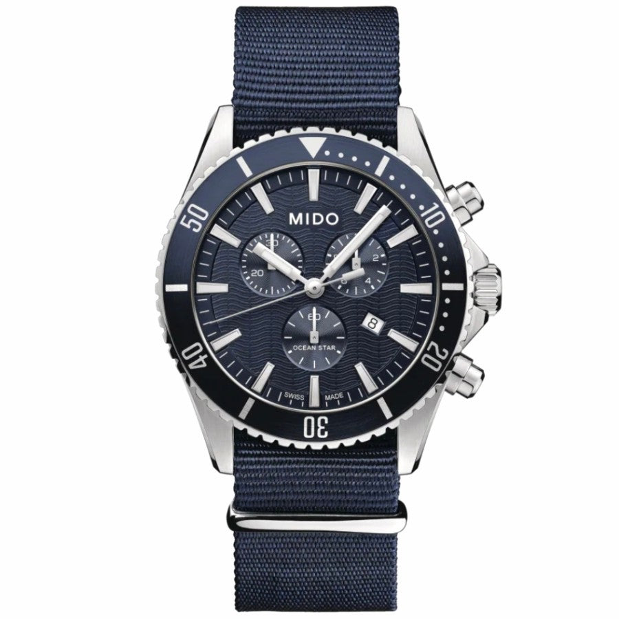 Mido M026.417.17.041.00 Ocean Star Chronograph Quartz Nylon Strap