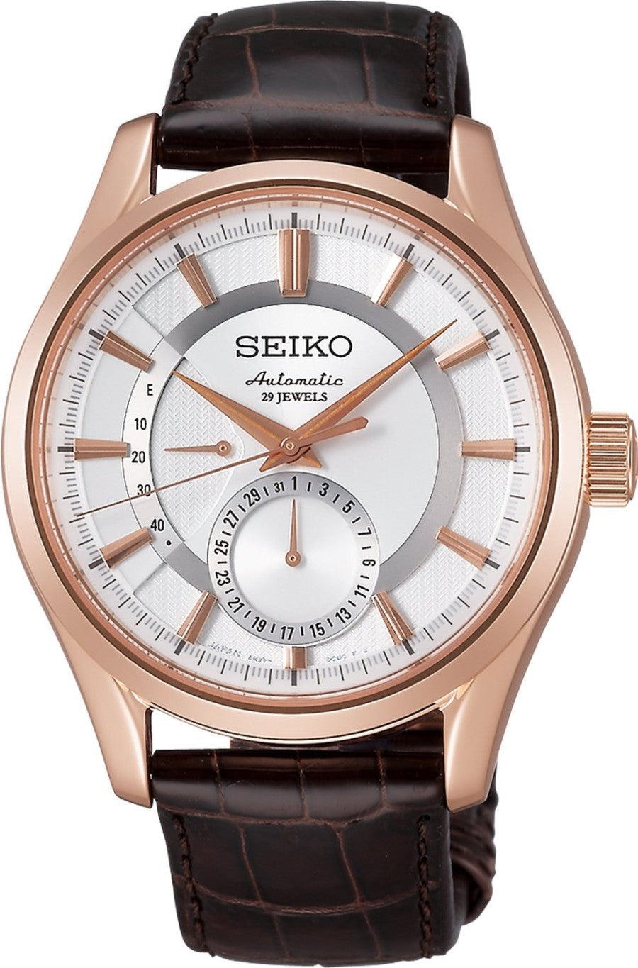 Seiko Presage SARW004J1 White Dial Brown Leather Strap Watch (JDM)