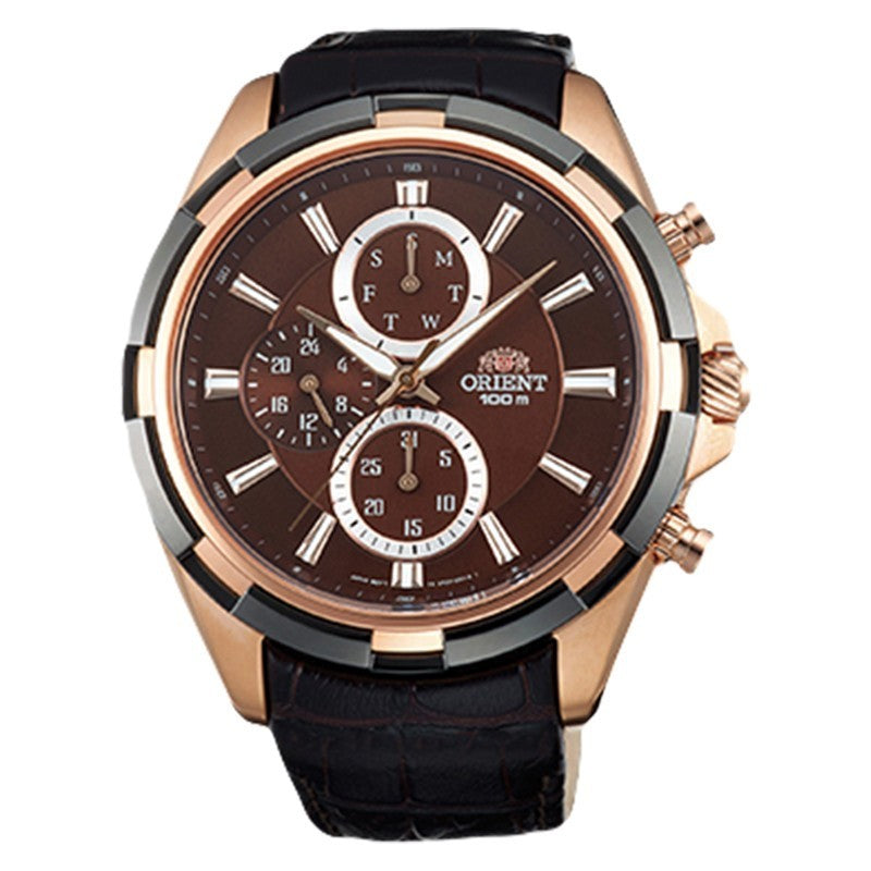 Orient Sporty FUY01004T Men Brown Dial Dark Brown Leather