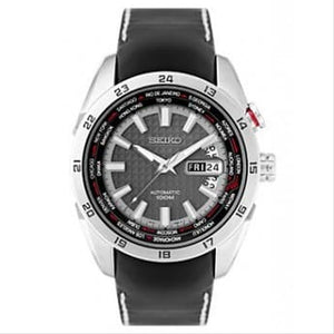 Seiko Superior SRP035K Automatic Day and Date Black Dial Black Leather Strap Men's Watch