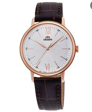 Orient RA-QC1704S Ladies Silver Dial Brown Leather