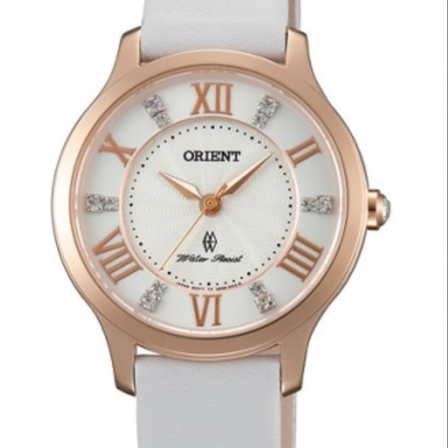 Orient Quartz Ladies SUB9B002W White Dial White Leather Strap